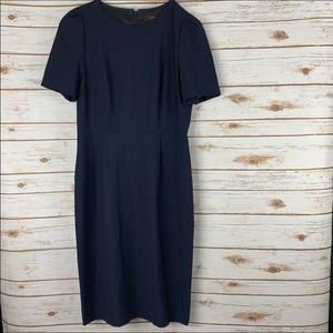 J. Crew Sz 10 T Wool Navy Blue Short Sleeve Dress